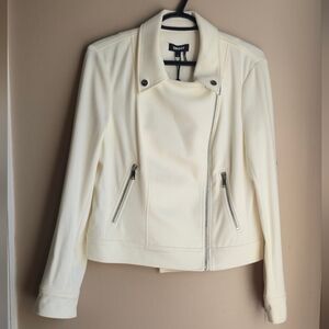 DKNY Cream Leather Jacket for Women